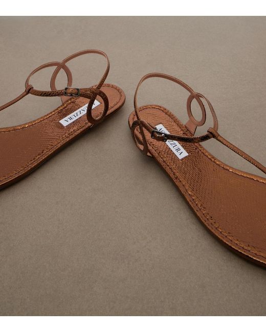 Aquazzura Brown Almost Bare Leather Thong Sandals