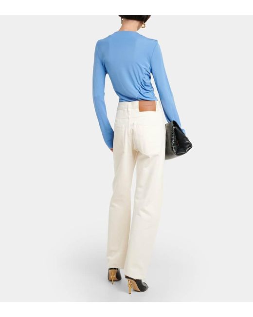 Jeans barrel con logo Victoria Beckham de color Natural