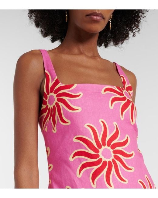 Cala De La Cruz Red Printed Linen Minidress