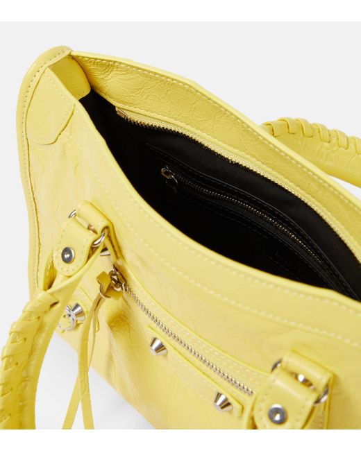 Balenciaga Yellow Le City Small Leather Shoulder Bag