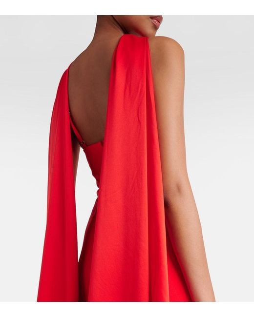 Solace London Red Cece Crepe And Satin Maxi Dress