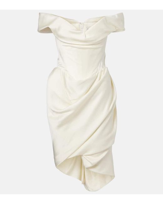 Vivienne Westwood White Nova Cora Draped Satin Minidress