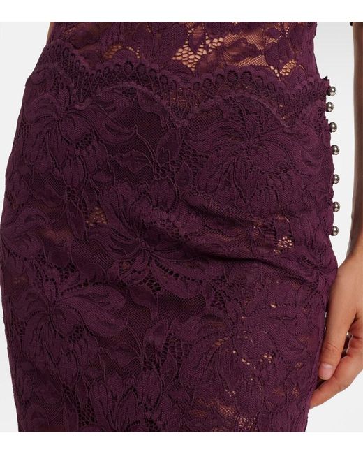 Rabanne Purple Floral Lace Midi Skirt