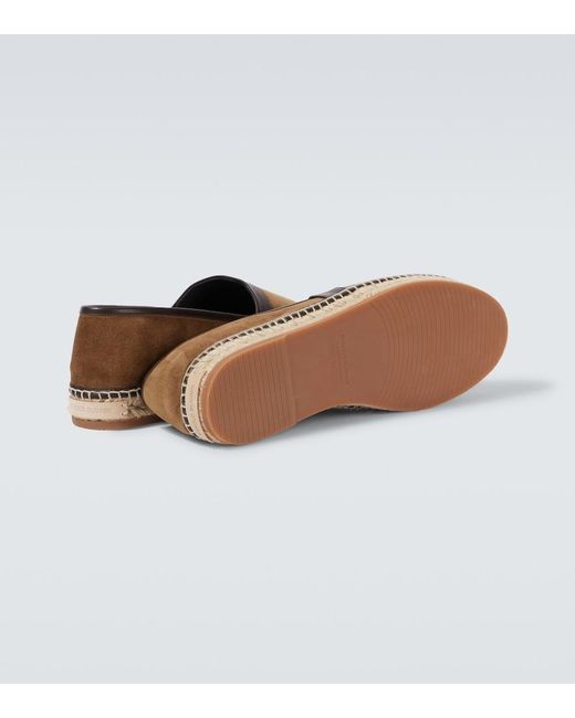 Manolo Blahnik Brown Nerano Leather-Trimmed Suede Espadrilles for men