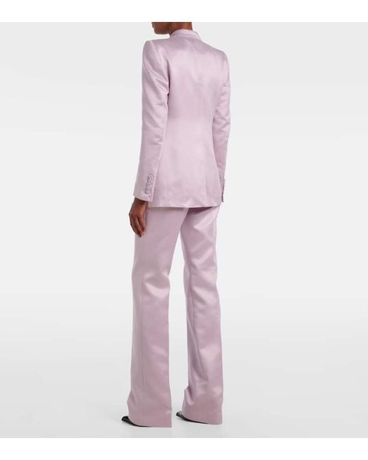 Tom Ford Pink Cotton And Silk Duchesse Straight Pants