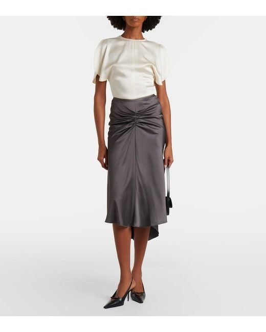 Victoria Beckham Gray Bela Midi Skirt
