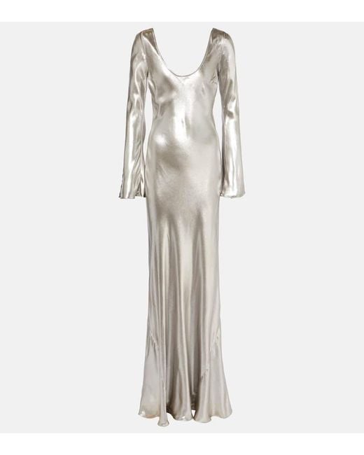 Galvan White Valletta Satin Gown