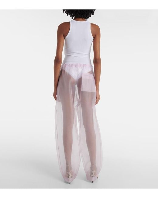Khaite Pink Trenton Silk-Blend Organza Wide-Leg Pants