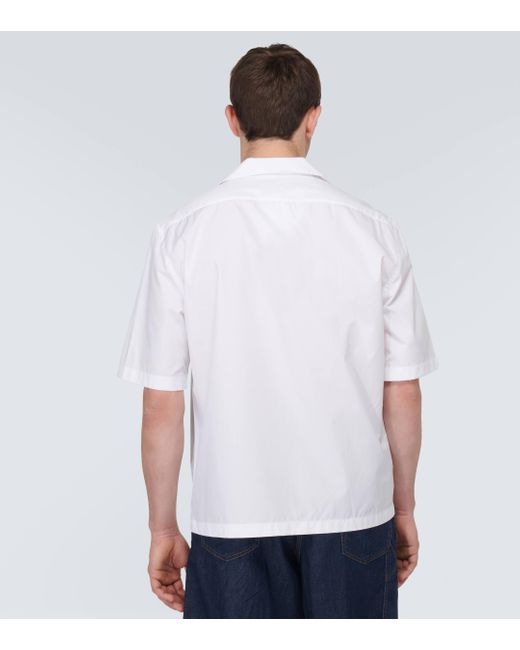 Lardini White Cotton Poplin Bowling Shirt for men