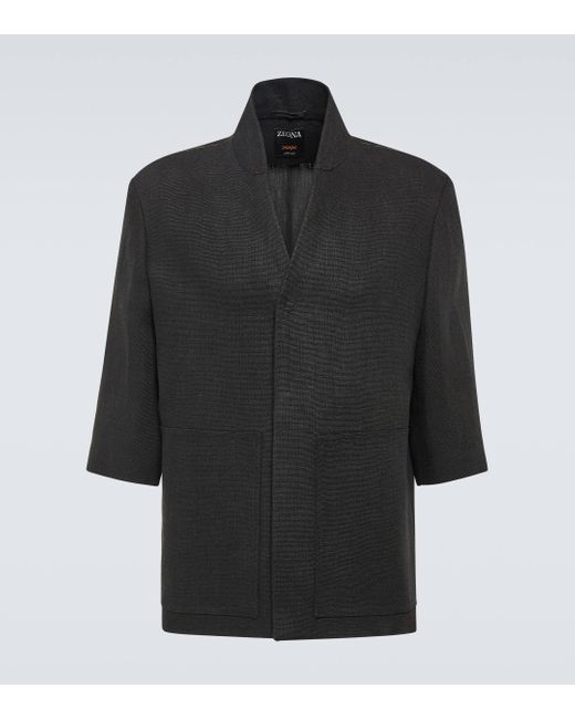 Zegna Black Linen Jacket for men