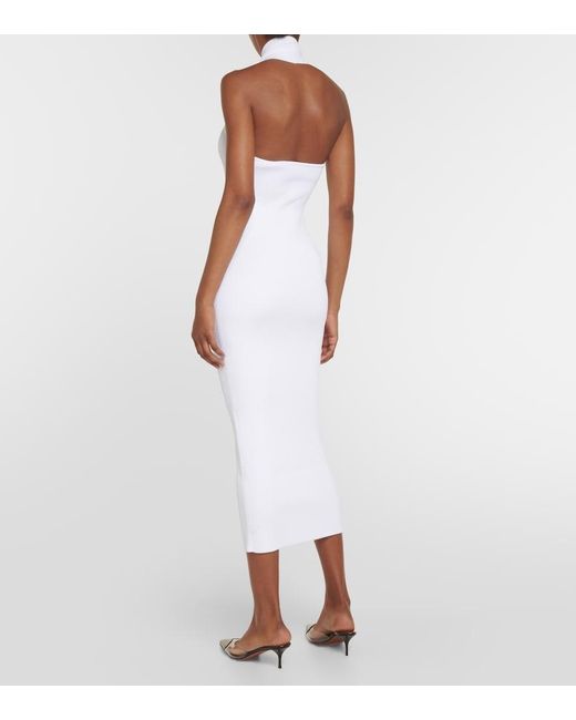 Alaïa White Halterneck Bodycon Midi Dress
