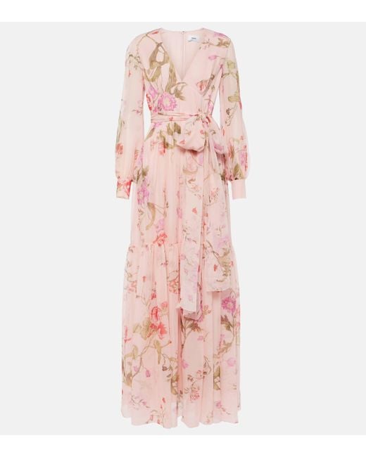 Erdem Pink Floral Silk Voile Gown