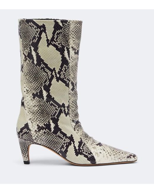 Jude Black Cave Snake-Effect Leather Ankle Boots