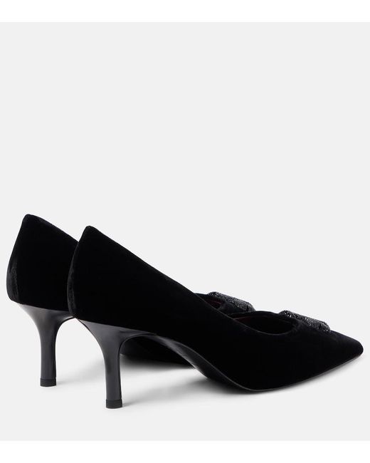 Tory Burch Black Eleanor Pave 65 Velvet Pumps