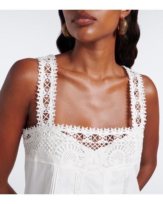 Posse White Veda Crochet-Trimmed Cotton Minidress