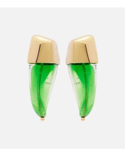 Bottega Veneta Green Prisma Glass Earrings