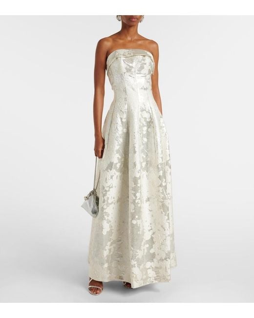Jonathan Simkhai White Octavia Lame Jacquard Corset Gown