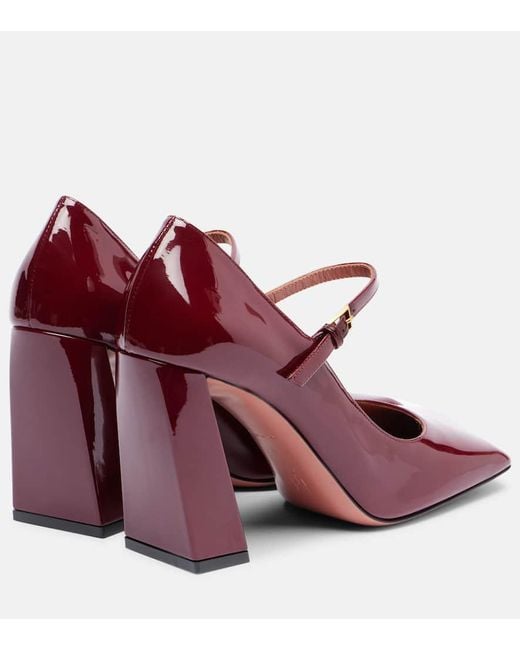AMINA MUADDI Red Charlotte 95 Patent Leather Mary Jane Pumps