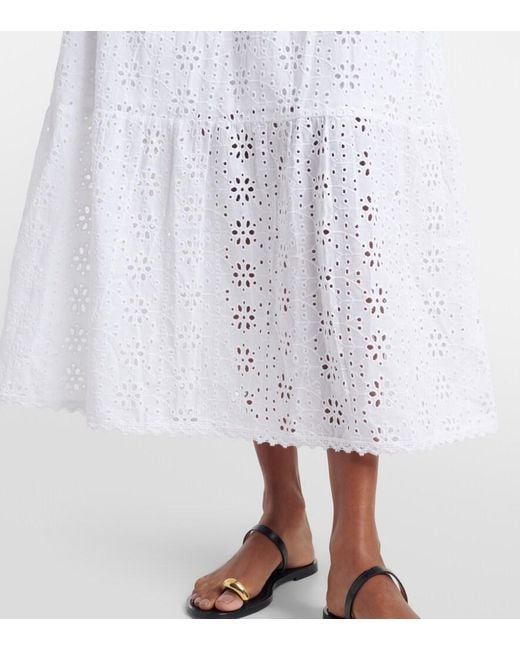 Melissa Odabash White Larna Broderie Anglaise Cotton Midi Dress