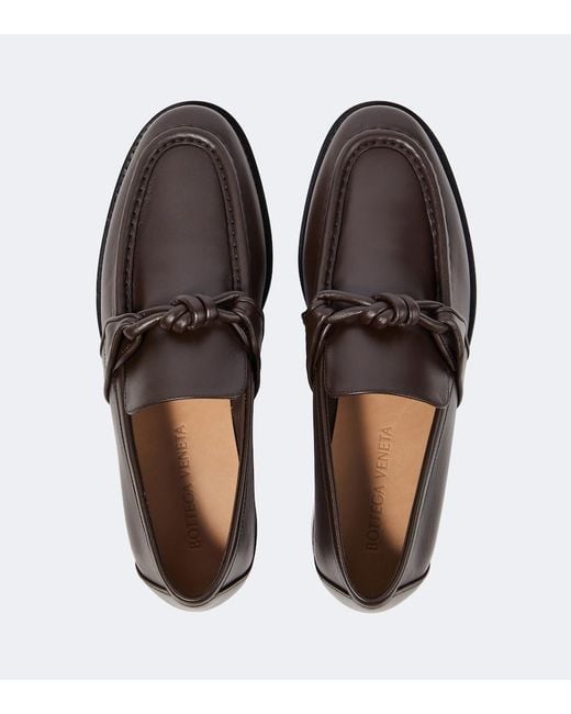 Bottega Veneta Brown Astaire Knot-Detailed Leather Loafers for men
