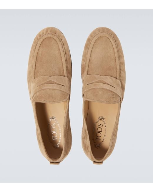 Tod's White Suede Penny Loafers for men
