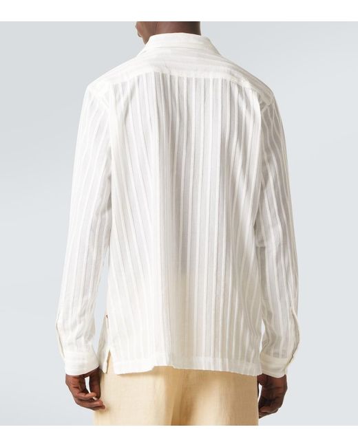 Orlebar Brown White Ridley Striped Polo Shirt for men
