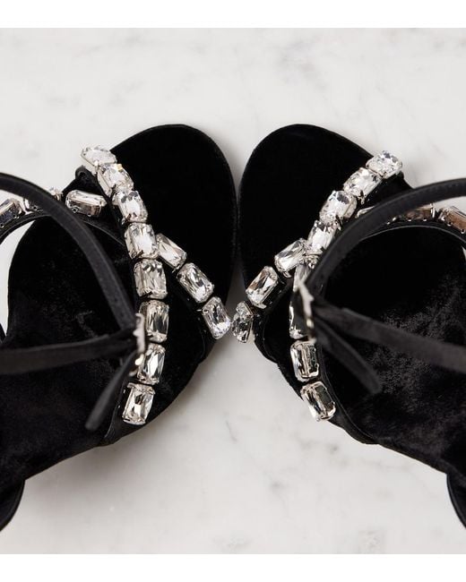 Dolce & Gabbana Black Crystal-Embellished Satin Sandals