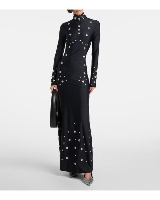 Coperni Black 65 Crystal-Embellished Leather Pumps