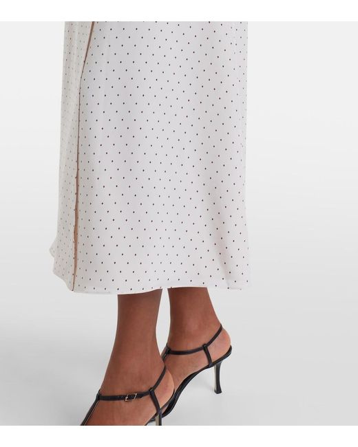 Alessandra Rich Natural Polka-Dot Silk Midi Dress