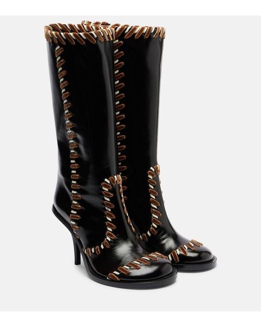 Dries Van Noten Black 90 Embellished Leather Boots