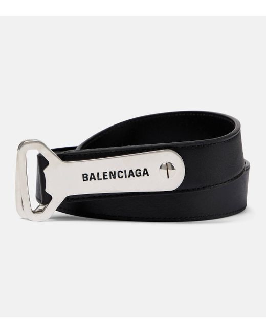 Balenciaga Black Bottle Opener D-ring Leather Belt