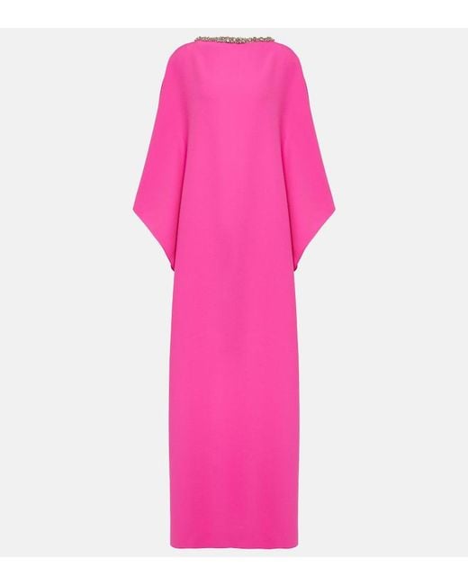 Safiyaa Pink Amarella Crystal-Embellished Crepe Gown