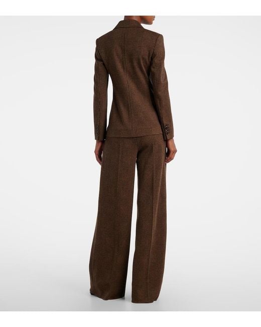 Max Mara Brown Zulma Plaid Cotton And Wool-Blend Blazer
