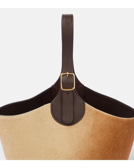 Loro Piana Brown Bobbin Calf Hair Bucket Bag