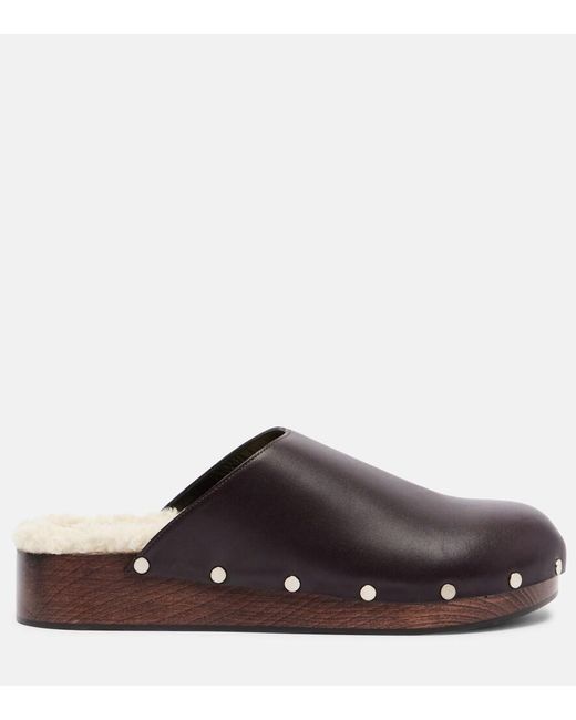 Le Monde Beryl Brown Agnes Studded Leather Mules