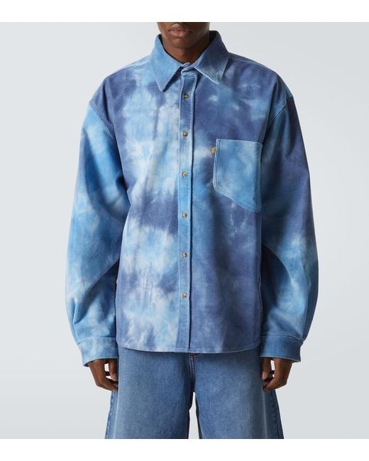 ERL Blue Cotton Corduroy Shirt for men