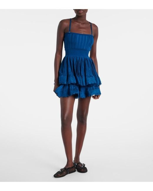 Alaïa Blue Ribbed-Knit Top