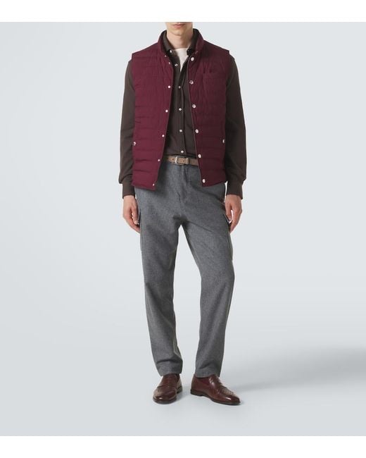 Brunello Cucinelli Gray Wool Tapered Pants for men
