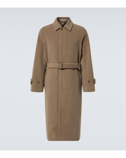 Auralee Natural Belted Wool Overcoat for men