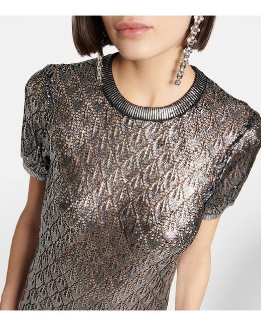 Rabanne Gray Metallic Knit Maxi Dress