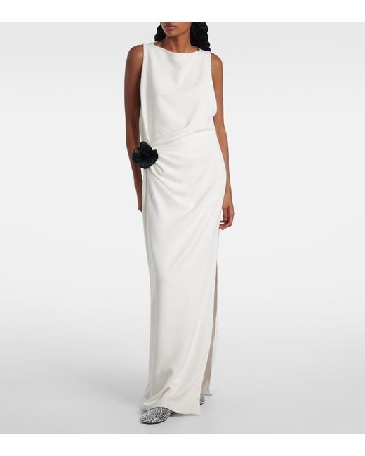 Proenza Schouler White Indria Floral-Applique Crepe Cocktail Dress