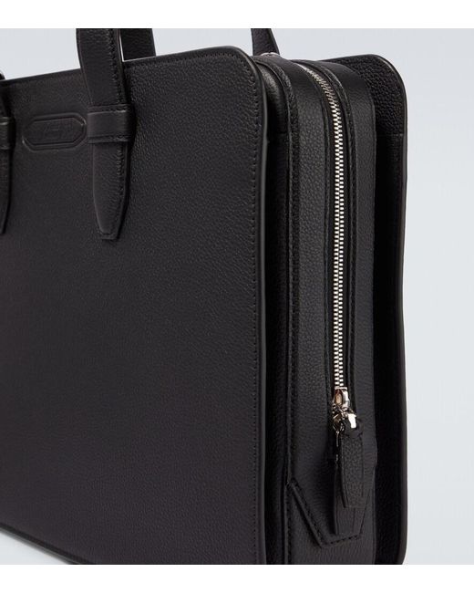 Brioni Black Leather Briefcase for men