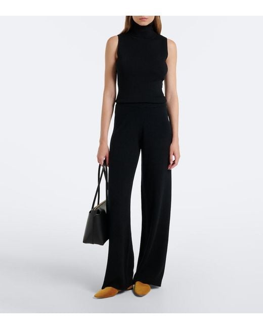 Jardin Des Orangers Black Ribbed-Knit Virgin Wool Turtleneck Top