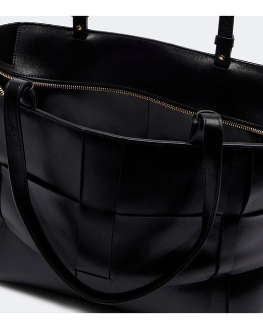 DeMellier London Black Florence Large Woven Leather Tote Bag