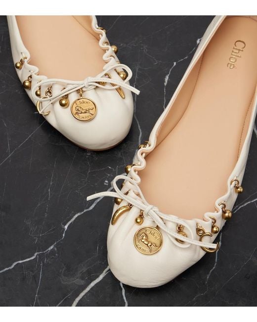 Chloé Natural Charms Leather Ballet Flats