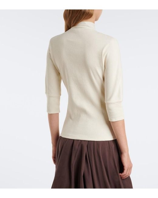 Lemaire White Ribbed-Knit Cotton And Linen Top