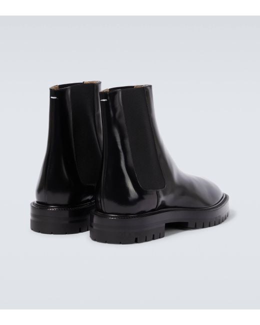Maison Margiela Black Tabi Leather Chelsea Boots for men