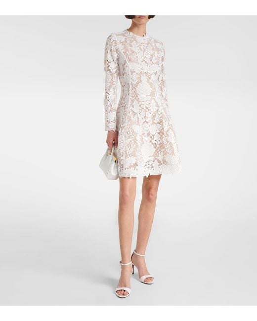 Oscar de la Renta Natural Minikleid Aus Guipure-Spitze