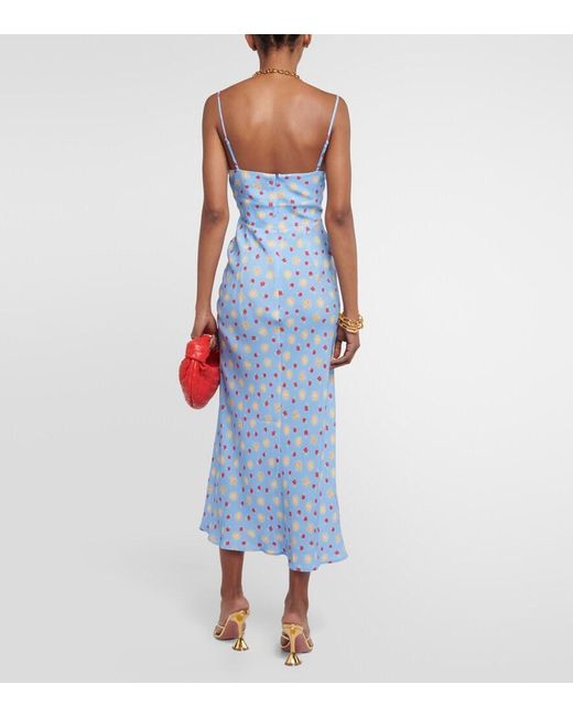 Rixo Blue Lanie Printed Crepe Midi Dress