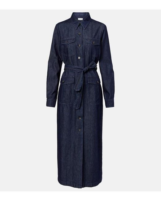 Robe Longue Imprimee En Coton Dries Van Noten en coloris Blue